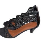 NEW Donald J. Pliner Black Leather Woven Verona Thong Sandals Heels Shoes size 7 Photo 2