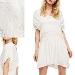 Free People  Anthropologie Adella Smocked Mini Dress Ivory Size Small Photo 1