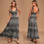 Free People • Let's Smock About It Maxi Slip dress black floral print tiered Photo 5