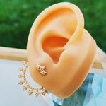 Gold Tone Half Sun Front Back Earrings Photo 1