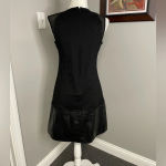 KF/Kaufman Franco Collection Onyx Leather Front Mini Dress Size 4 Sheer Cap Sexy Black Photo 5