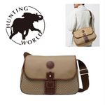 Hunting World Authentic RARE Shoulder Canvass Leather Brown Tan Messenger Bag Photo 1
