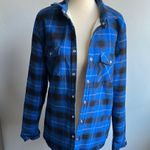Blue and Black Plaid Button Photo 2