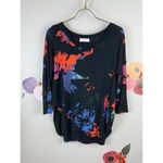 Babaton  by Aritzia Watercolor Black Jersey Knit Top - Size - XXS Photo 4