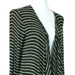 Pink Rose Knit Cardigan Sweater Olive White Stripe Flyaway Women's Size Medium Photo 5