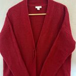 J.Jill Women’s Cardigan Sweater Open Pinned Long Red Size S Relaxed Photo 1