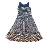 Nic+Zoe Fiore Sleeveless Blue White Polkadot Sleeveless Printed Twirl Dress S Photo 3