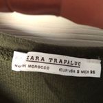 ZARA Trafaluc Olive Long Sleeve tunic midi Dress ruffle trim asymmetrical sz S Photo 4