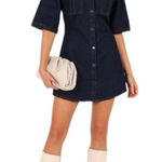 Petal and Pup  Rev Mini Short Sleeve Button Denim Dress Size Small NEW Photo 0