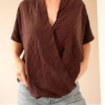 Vince . Maroon Brown Silk Faux Wrap Blouse Photo 0