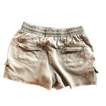 Splendid Dockside Linen Drawstring Shorts Sz. S Olive Green Fringe Hem Pull On Photo 3