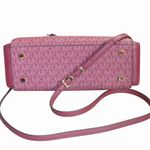 Michael Kors Laila Satchel Bag Small Mulberry MK Logo Print Adjustable Strap Photo 8