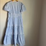 Quince 100% Organic Cotton Poplin Tiered Maxi Dress Large Blue Photo 2