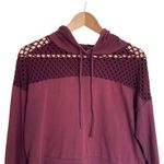 Forever 21  Maroon Mesh Cut Out Cropped Pullover Hoodie Shirt S Photo 4
