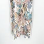 Lungo L'arno Women 100% Linen Beachy Leaf Floral Tropical Print Dress Size S Blue Photo 6