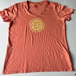 Life is Good cool tee v neck “tropic like it’s hot” sun coral and yellow tee L Photo 0