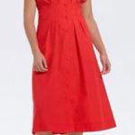 A New Day NWT red pleated gathered waist collared shirt dress M red Photo 0