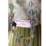 Vintage PASTEL PINK, BLUE, GREEN LUCITE FACETED BEAD NECKLACE Frosty 42" Long Photo 11