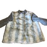 VINTAGE 1980’S CHEYENNE BY HILLMOOR GRAY & WHITE FAUX FUR & KNIT COAT (XL) Photo 9