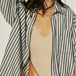 Free People Menswear Oversized Freddie Striped Shirt Nautical Navy Size Medium Photo 1