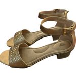 Avon Cushion Walk Gold Sandals Ankle Strap womens Size 9 Formal Party Comfort Photo 0
