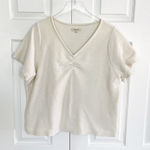 Madewell  Ottoman Jacquard Ruched-Front Top in Antique Cream Photo 0