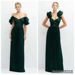 After Six  6883 Covertible Ruffle Strap Pleated Gown Metallic Evergreen M Photo 1