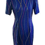 Neiman Marcus Precious Moments Sheath Dress Rainbow Beaded 80s‎ early 90s… Blue Size M Photo 0
