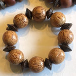 3 Vintage Brown Wooden Beaded Ethnic Tribal Boho Stretchy Bracelets Photo 6