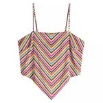 SO NWT Womens XS Smocked Back Tie Scarf Top Multi Turquoise Hem Cami cropped​​ Photo 7