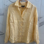Tommy Bahama 100% LINEN light butter yellow button up top - size large- no flaws Photo 0