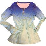 Women's NWOT (never had tags) Long Sleeve Hombre Blues, Silky Top. Size L Size L Photo 0