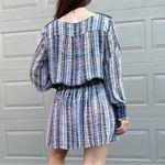 Club Monaco  Black and White Striped Semi Sheer Silk Flowy Coverup Mini Dress 12 Photo 4