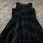 Elegant Black and Teal Dress with Lace Overlay Size L Photo 2