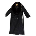 Vintage 100% Black Wool Coat Genuine Fox Fur Collar Fashions by JILL 60s Made US Size undefined Photo 7
