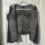 Lucky Brand Moto Jacket Aztec Tribal Print Asymmetric Zipper Black White Medium Photo 3