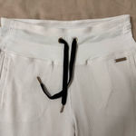 Calvin Klein White Textured Wide Leg Cropped Pants with Black Details Photo 2