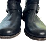 Frye Tyler Engineer Black Leather Boots Buckle Strap Heeled Moto Rugged Size 8 B Photo 2
