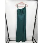 La Femme NWOT One Shoulder Green Jersey Women 14 Maxi Evening Gown Formal Dress Photo 2