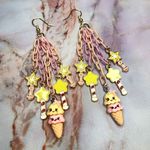 Handmade Pastel Chain Kawaii Ice Cream Magic Wand Earrings Pink Photo 0