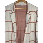 Loft Cream Burnt Orange Plaid Knit Blazer Cardigan Sweater Women Size Medium Photo 3