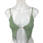 Hera Collection Green Ribbed Knit Sleeveless Cami Tank Cardigan Crop Top Size S Photo 0