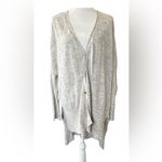 Free People Cream multicolor marled button high low TGIF Cardigan Sweater Photo 2