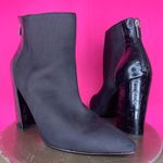 Charles David  Micro Black Suede Croc Embossed Leather Heeled Ankle Boot Sz 9.5 Photo 0