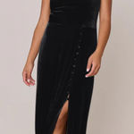 Revelry Billie Velvet Maxi Dress 8 Halter Cowl Neck Button Detail Grey Black Gray Photo 0