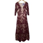 JS Collections  Womens Embroidered Lace Gown Wine Rose Size 6 NWT Photo 3