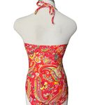 Ralph Lauren Pink Orange Aqua Sunrise Paisley One Piece Bandeau Swimsuit Size 10 Photo 1