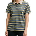 IZOD Y2K Striped Scallop Trim Womens Polo Shirt Purple Size L Preppy Academia Photo 0