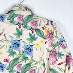 Colleen Lopez Small Jacket Faux Leather‎ Floral Ivory Pink Green Zip Lined 1335 Photo 7