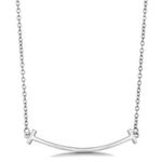 Boutique NEW White Gold Filled K18 Curve‎ Bar Necklace, Minimalist Chain Pendant, 16-18" Photo 0